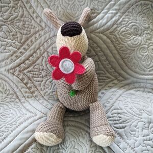 2/$30 Boofle Xpressions Knit Bear Plush Holding Red Flower‎ Stuffed Bear